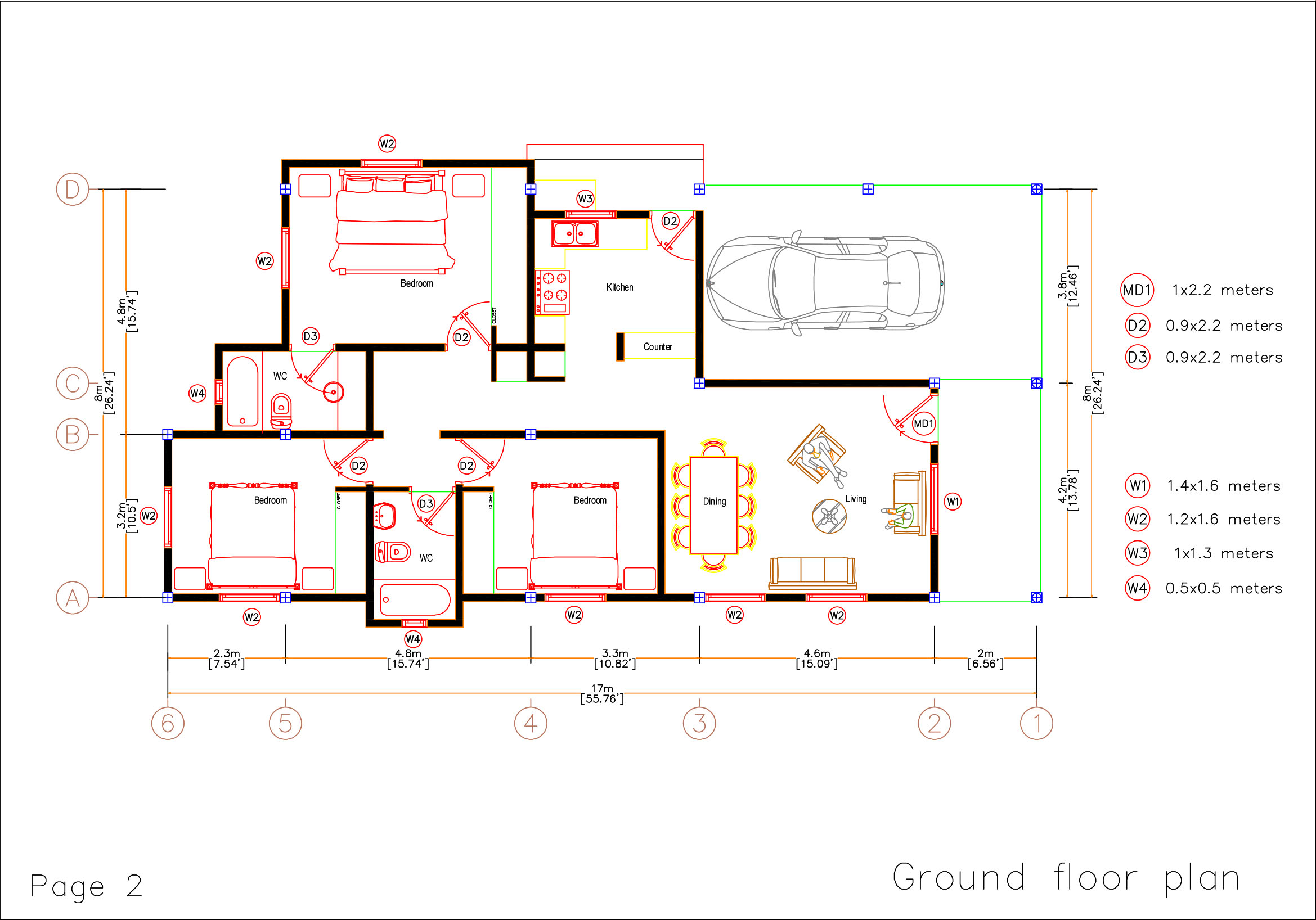 Simple House Plan 8x17 Meter 27x56 Feet
