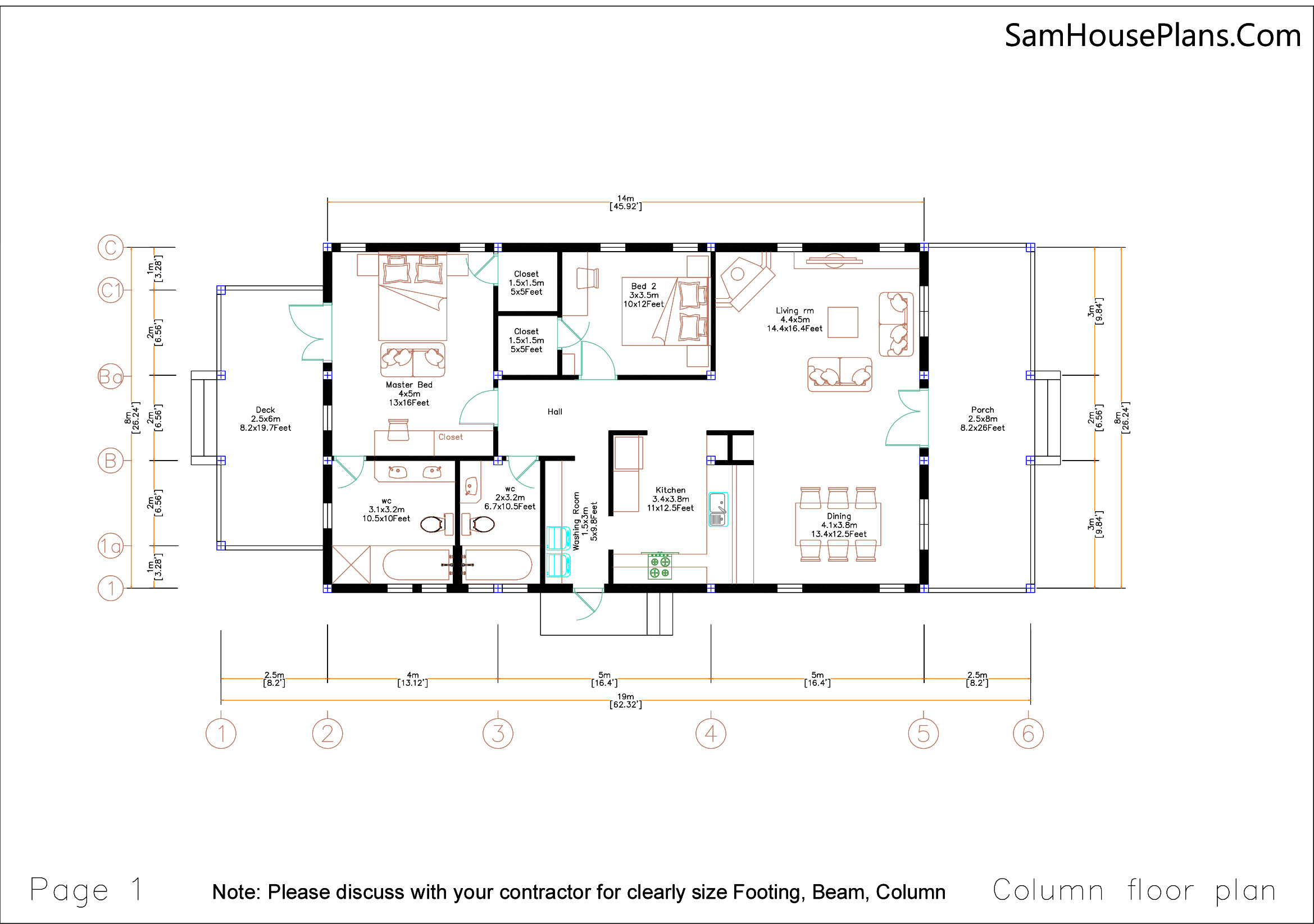 simple house plan with 2 bedrooms