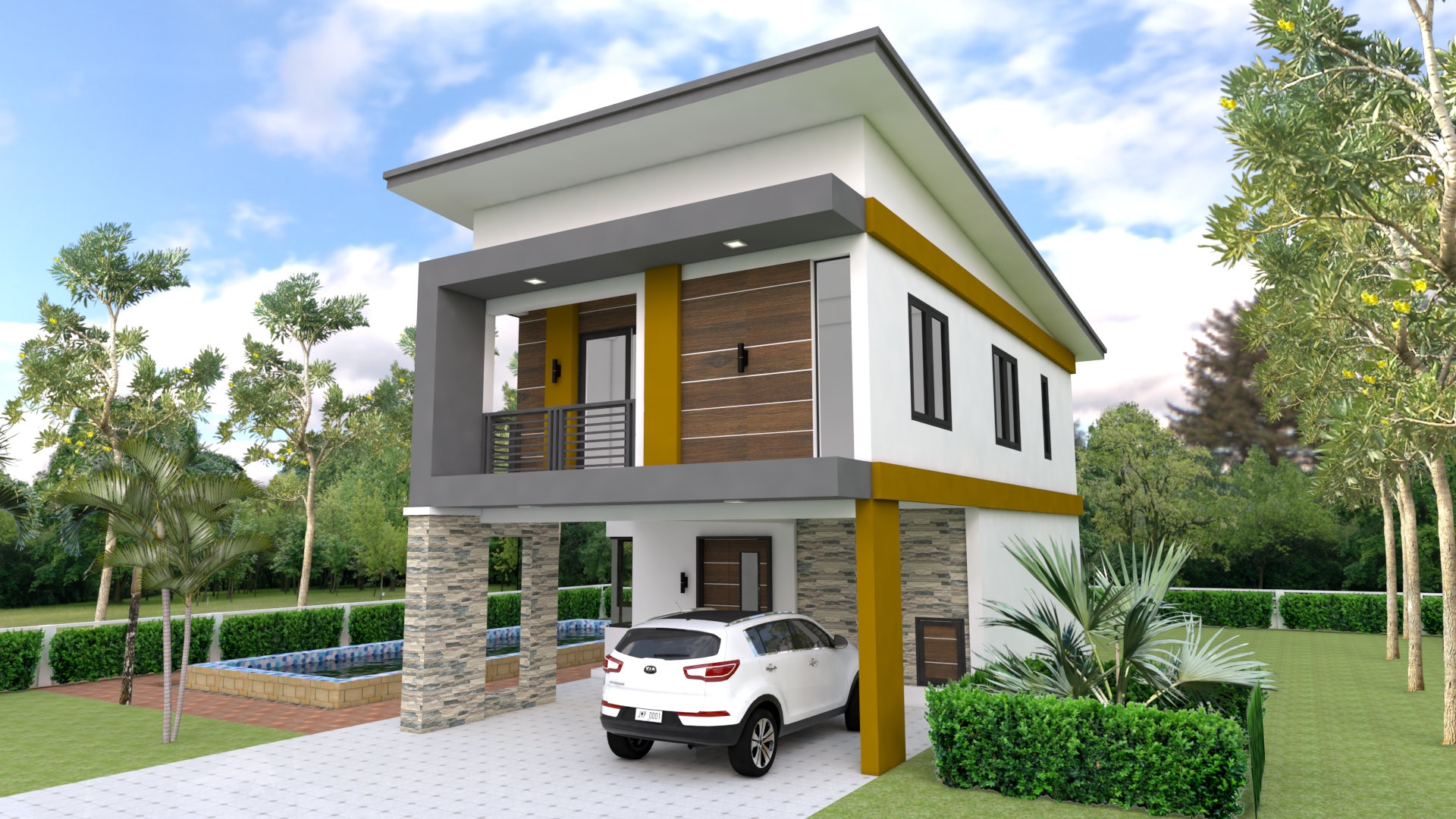 House Plans 6x11m with 3 Bedrooms - SamHousePlans