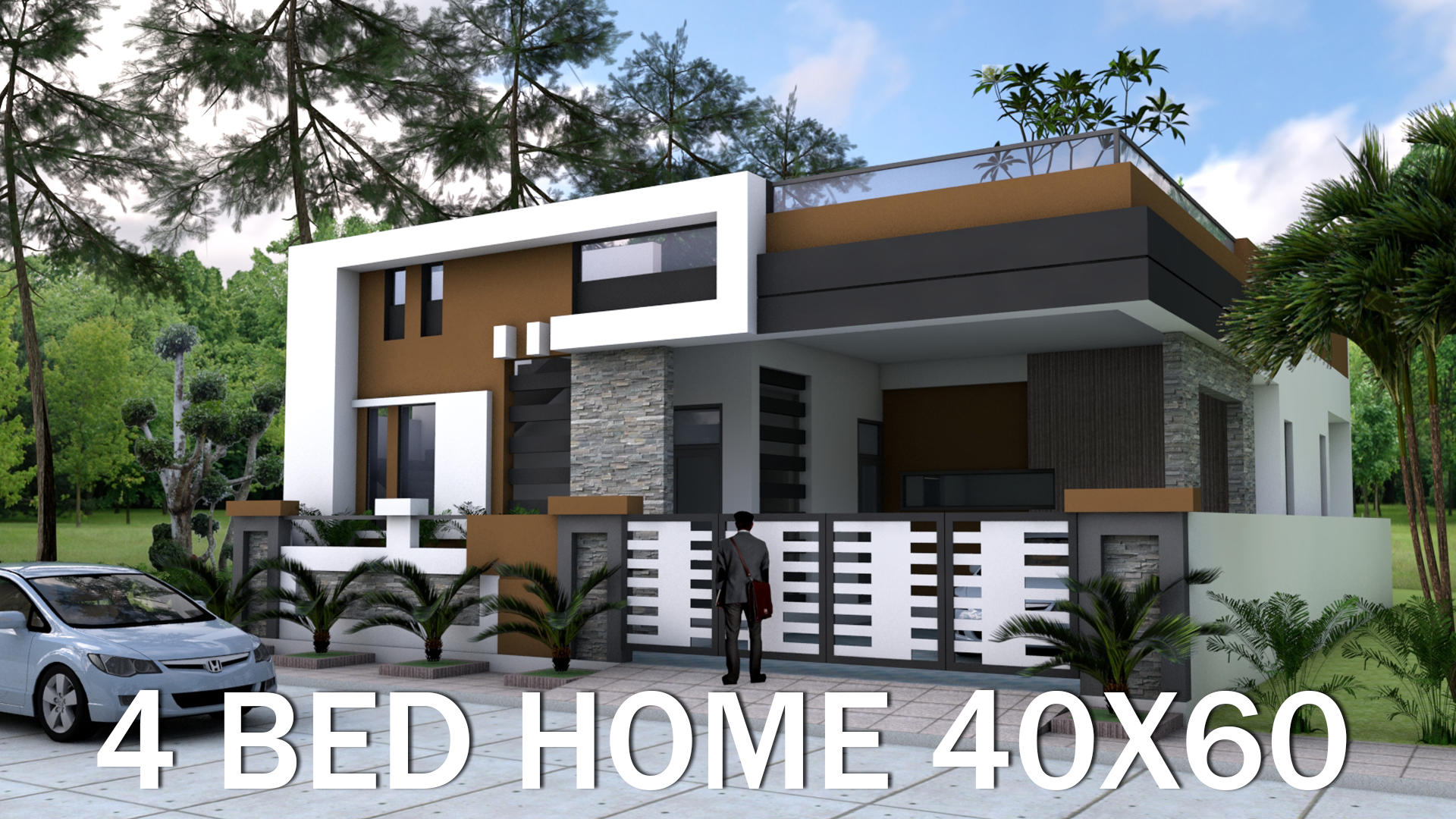 Home Design 40x60F with 4 Bedrooms - SamHousePlans