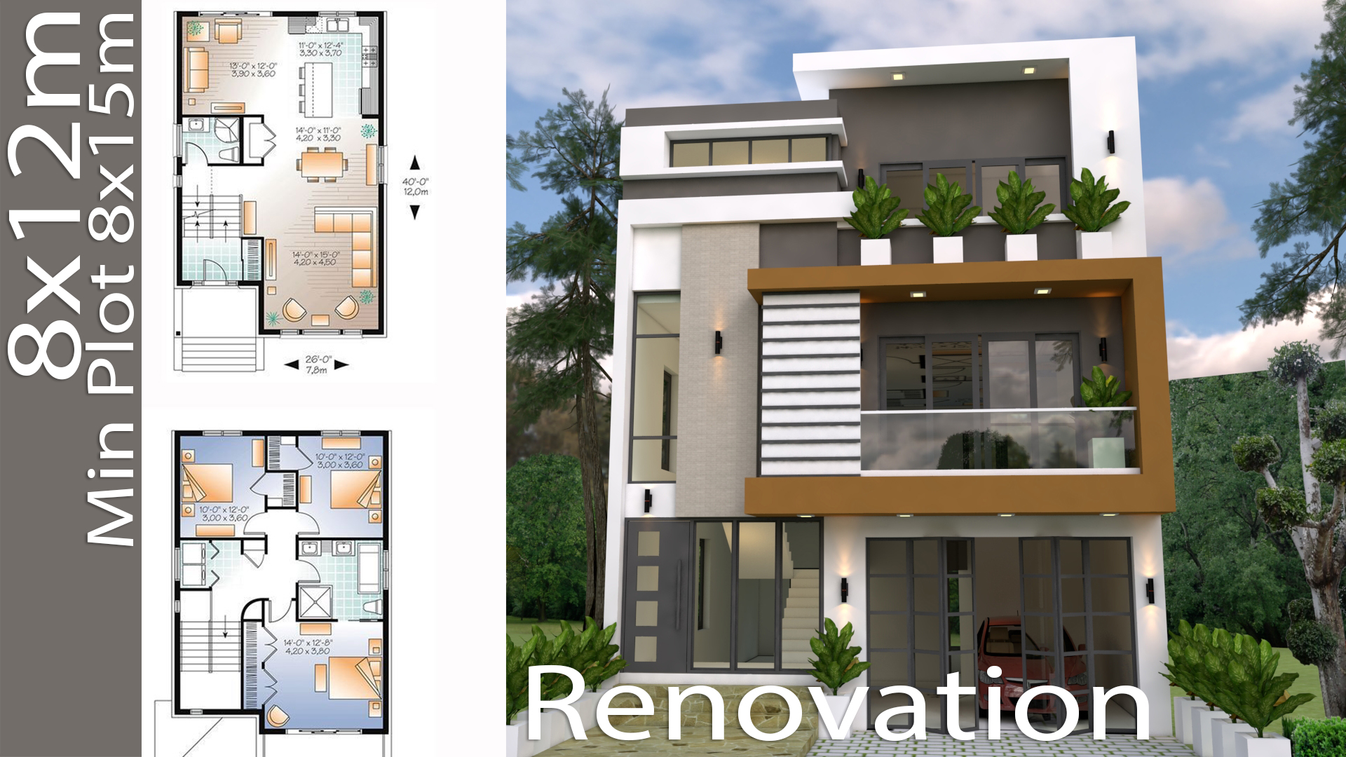 House Plans 8x12m Samhouseplans