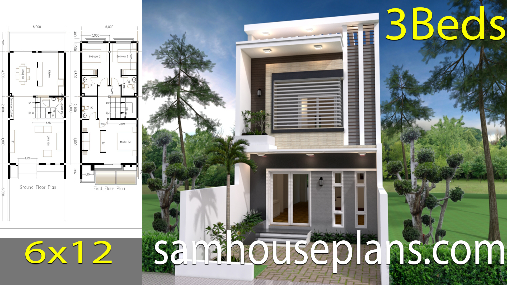 House Plans 6x12 With 3 Bedrooms SamHousePlans