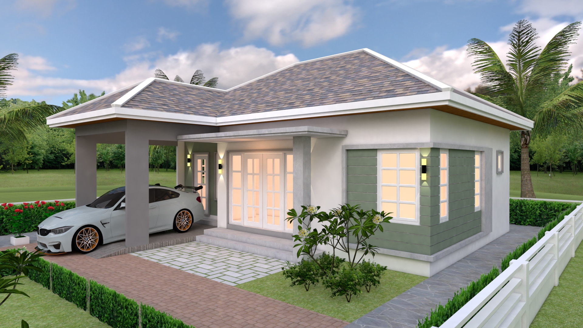 House Plans 10x10 with 3 Bedrooms - SamHousePlans