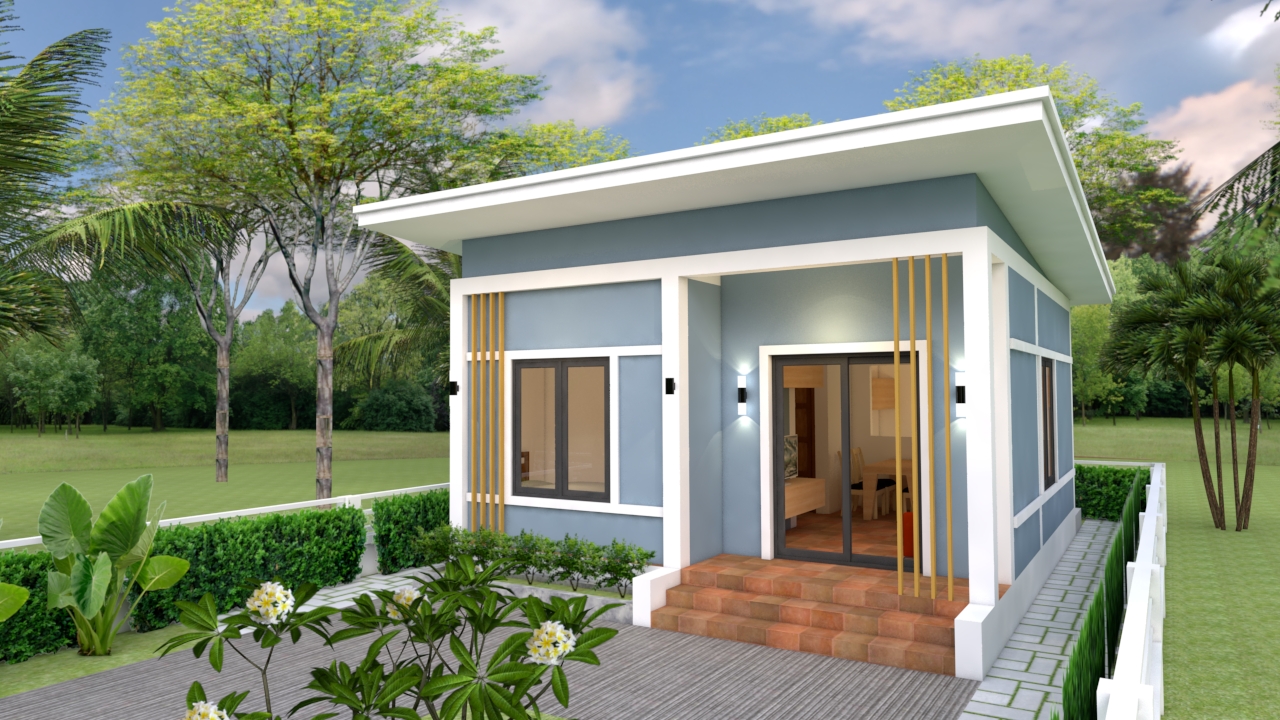 Small House Plans 6x7 with 2 bedrooms Shed Roof - SamHousePlans