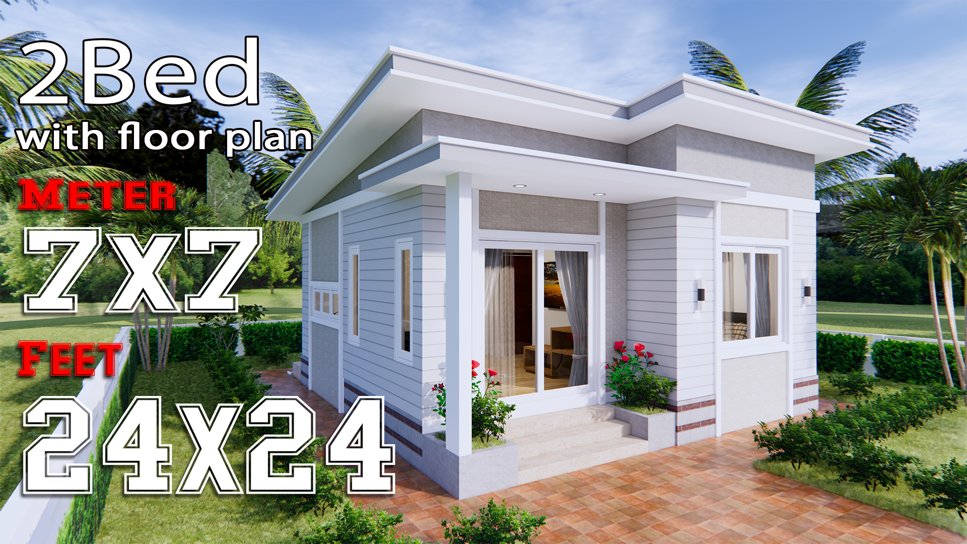 Small Modern House 7x9 Meters 2 Bedrooms - Small House Design D85