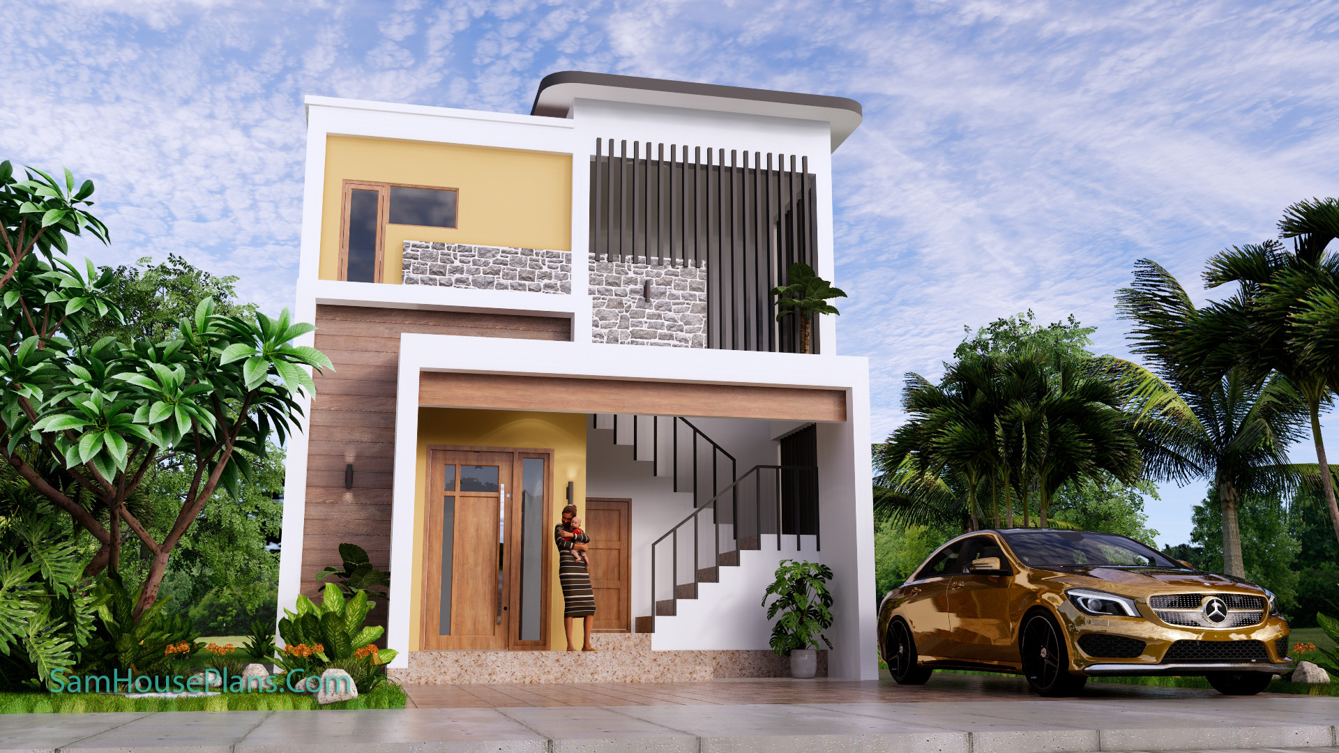 20x30 Duplex House Plan 6x9 Meter 2 Beds Each Floor SamHousePlans