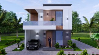 House Design Plan 7x10 Meter 23x33 Feet 4 Beds 3 Baths Flat Roof a
