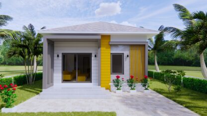 House Plans 3d 7x12 Meter 23x40 Feet 2 Beds 1 Bath Hip Roof