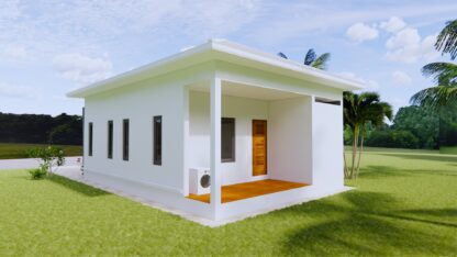 House Plans 3d 7x12 Meter 23x40 Feet 2 Beds 1 Bath Hip Roof - Image 7